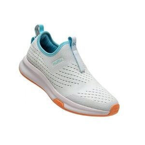 KURU Women's White and Teal Sneakers with Orange Sole